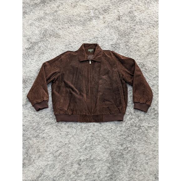 Norm Thompson Mens Brown Suede Leather Insulated Bomber Jacket Size XXL - Picture 2 of 16